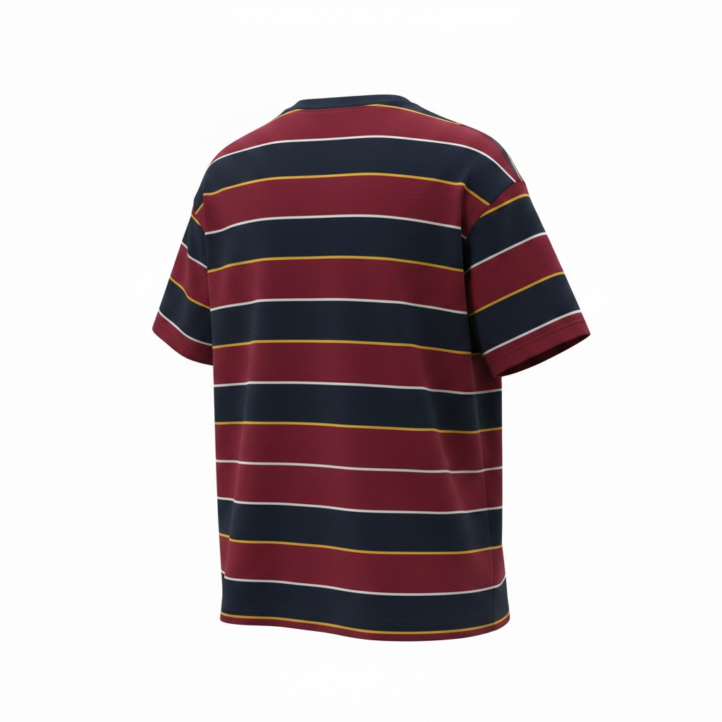 Retro Horizon Striped Tee – Burgundy & Navy