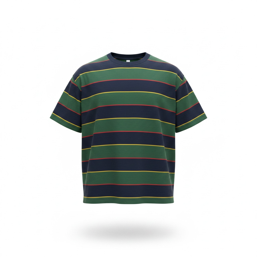 Retro Horizon Striped Tee – Forest & Navy