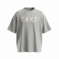 "CAKE" Distressed Tee – Heather Grey