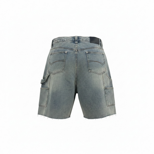 Contrast Panel Distressed Denim Short